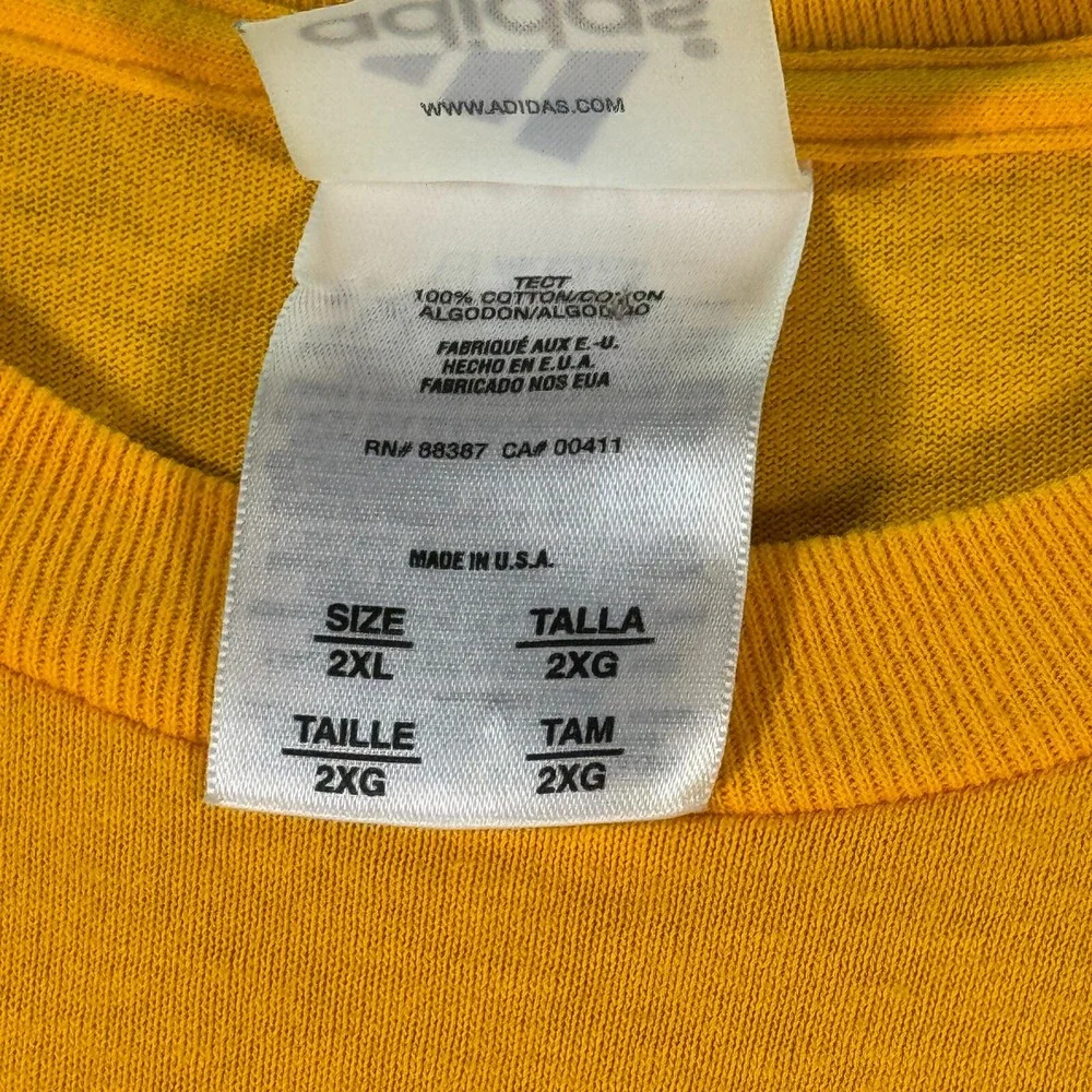 Vintage Adidas‎ Athletic Tradition T-Shirt Mens 2XL Yellow USA Graphic Comfort